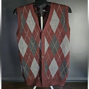 Paul Jones Argyle Button-Up Sweater Vest